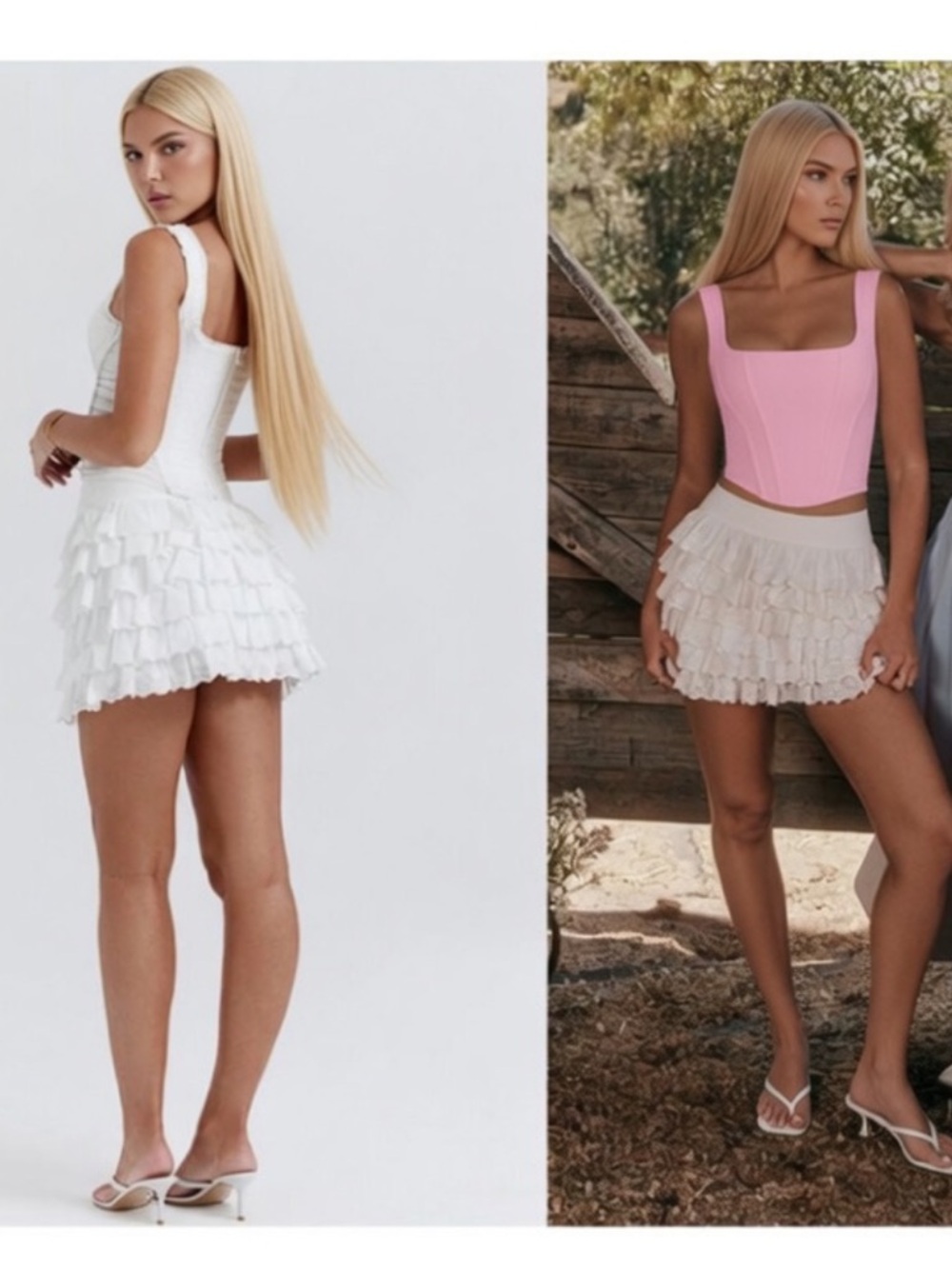 House of CB ‘FIFI’ White Layered Mini Skirt/ Small US4-6 $135